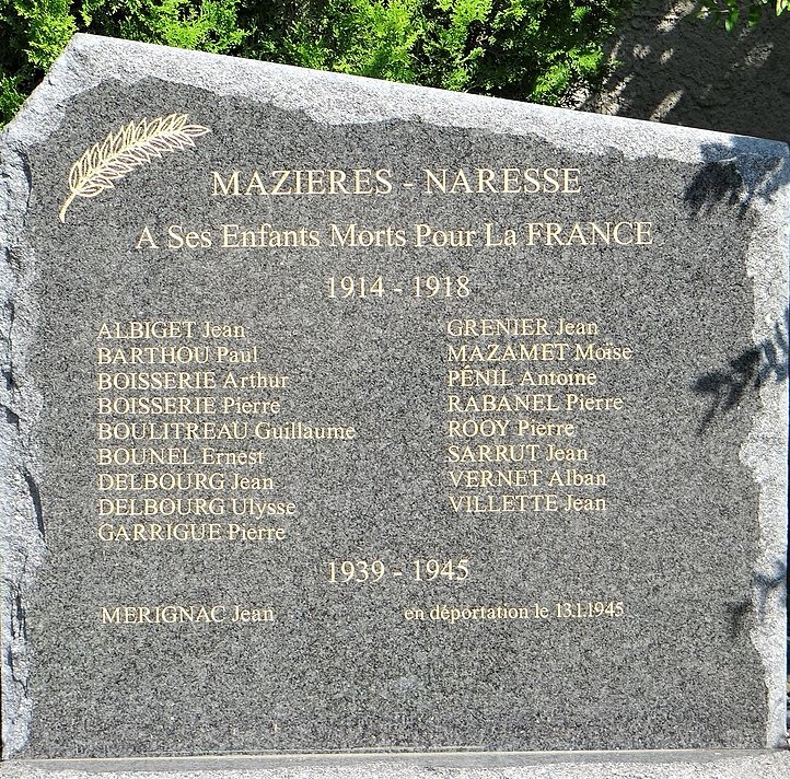 Oorlogsmonument Mazires-Naresse #1