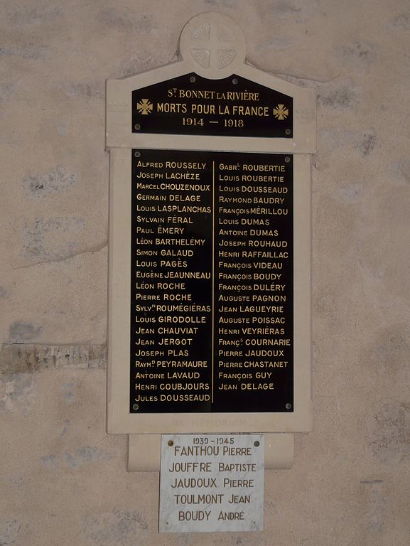 War Memorial Saint-Bonnet-la-Rivière Church #1