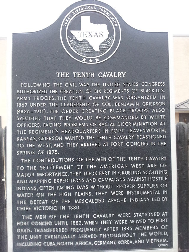 Texas Historic Marker - The Tenth Cavalry #1