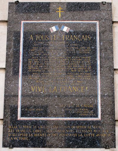 Memorial 'Appel du 18 Juin' Londen