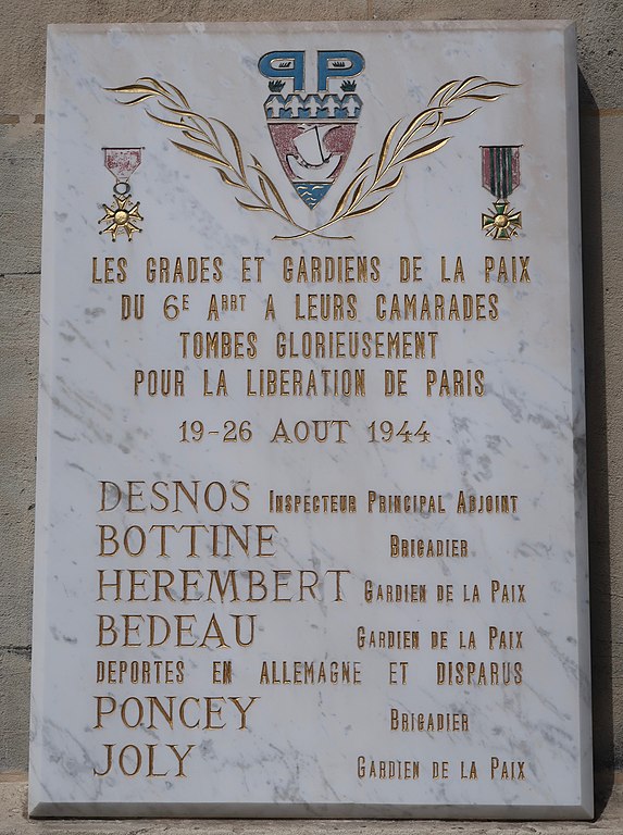 Memorial Killed Policemen 6e Arrondissement