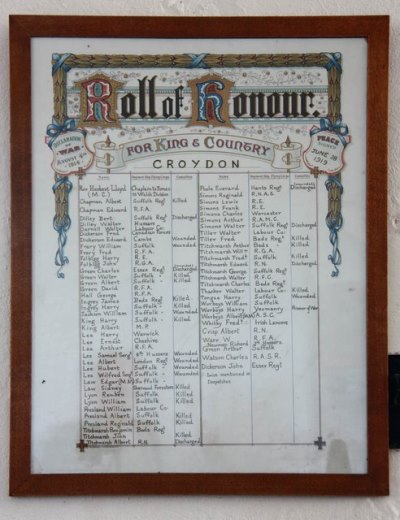 Roll of Honour All Saints Church