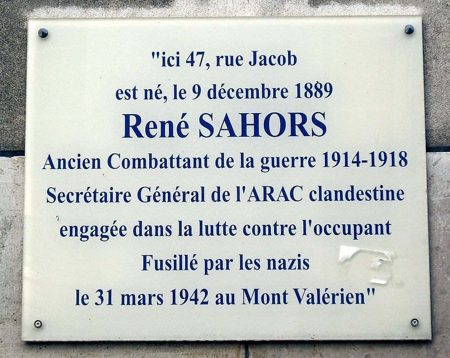 Plaque René Sahors