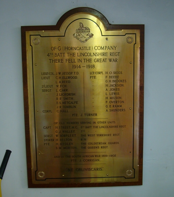 Memorial G (Horncastle) Company, 4th Batt. The Lincolnshire Regt.