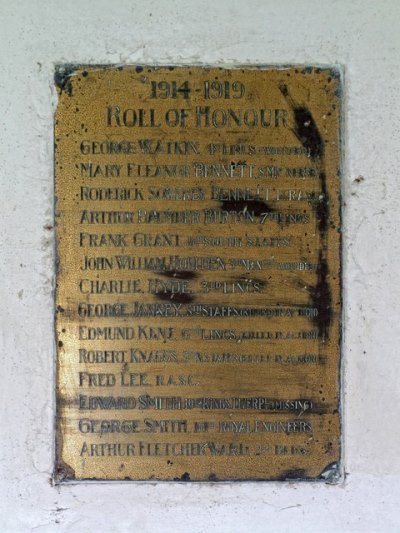 Roll of Honour All Saints Church