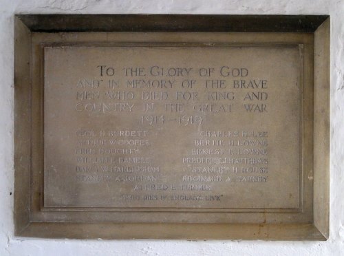 War Memorial St. Giles Church Colby