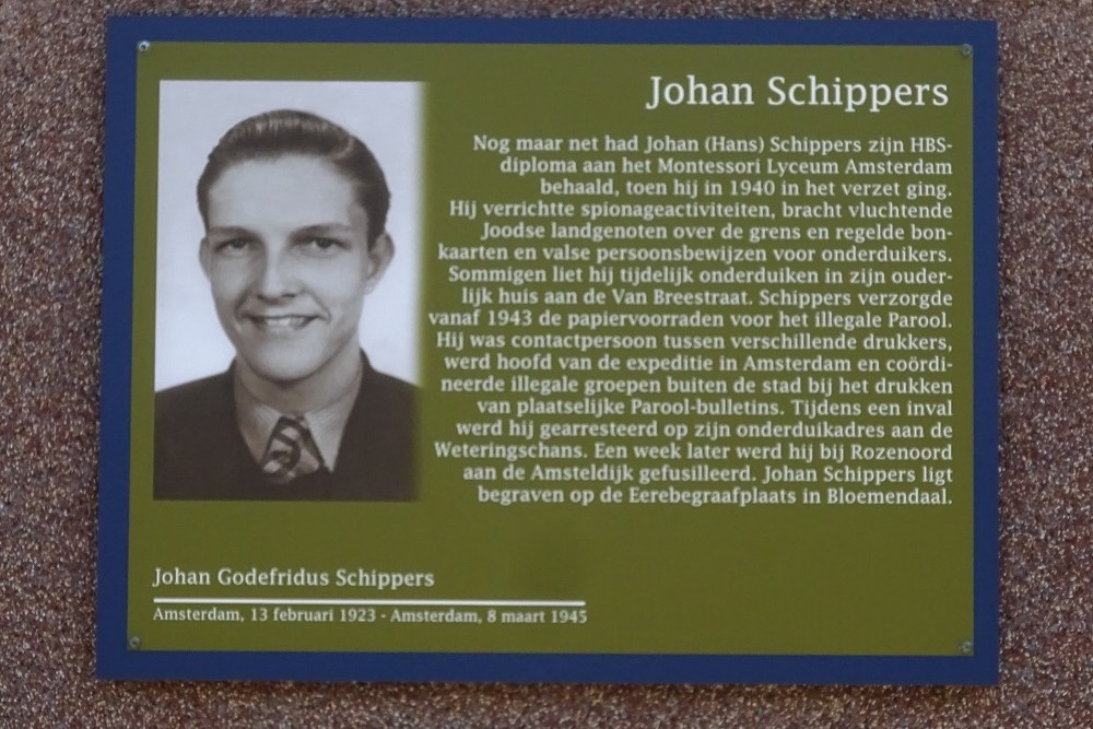 Memorial Plates Slotermeer Johan Schippersplantsoen #1