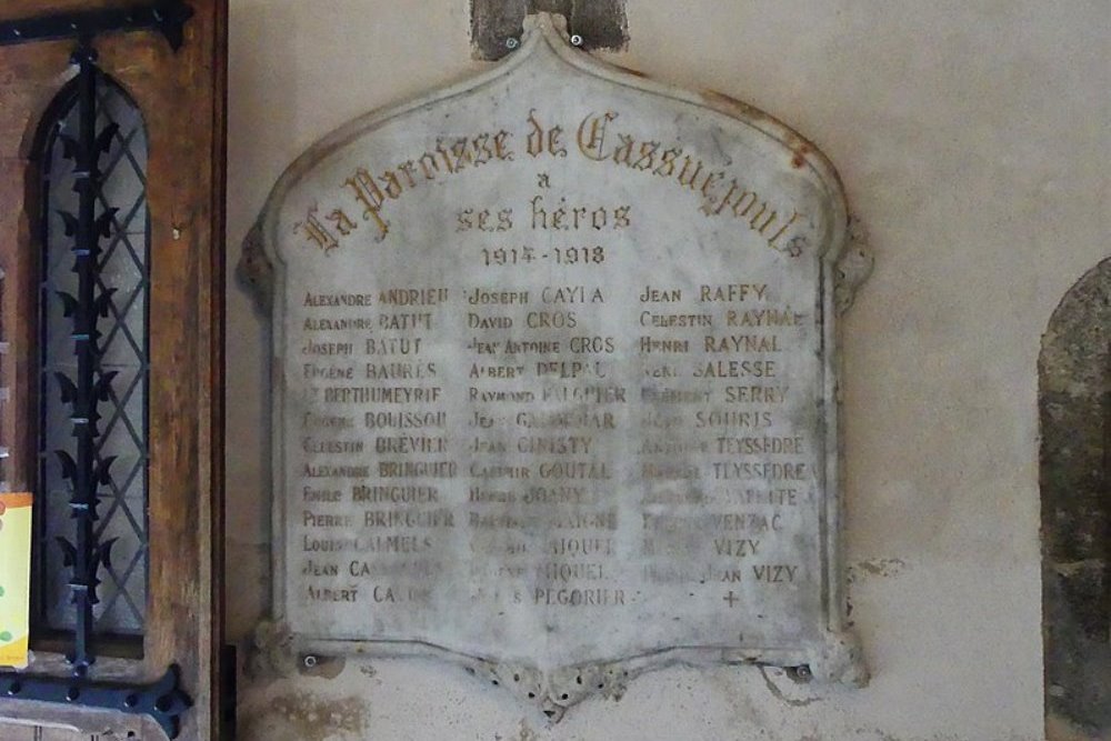 Oorlogsmonument Parochie van Cassujouls