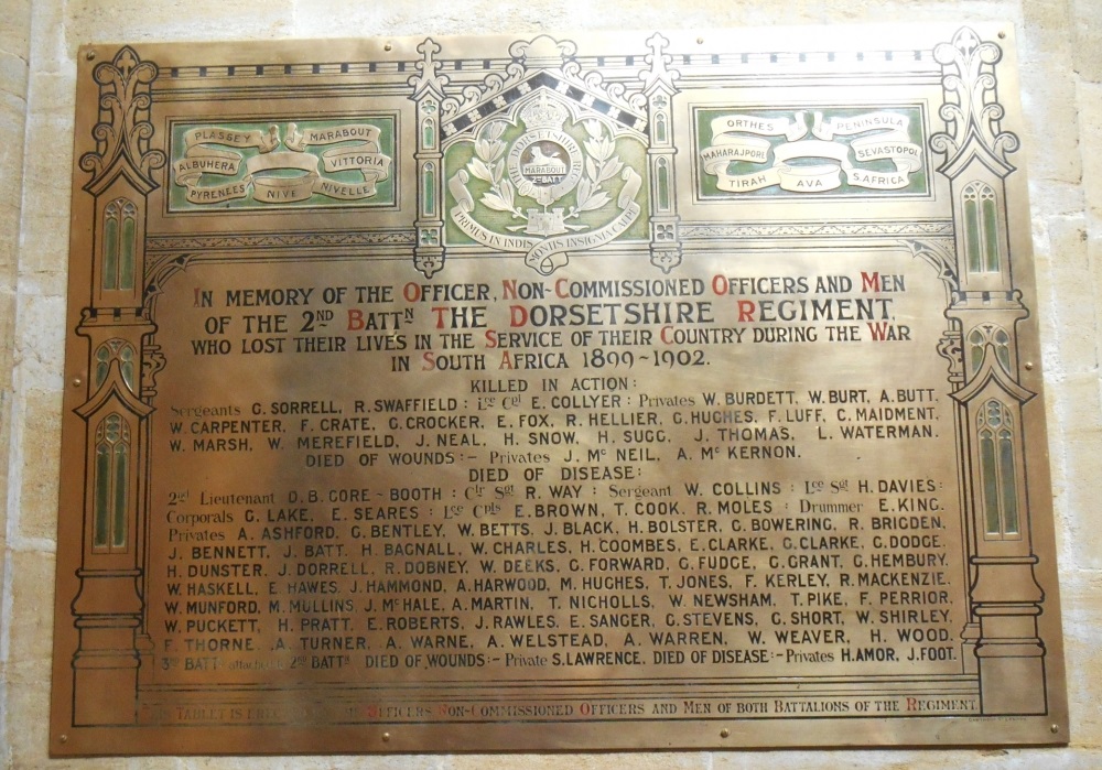 Oorlogsmonument Dorsetshire Regiment Sherborne Abbey #2