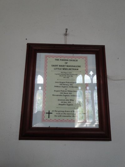 War Memorial Little Whelnetham Church