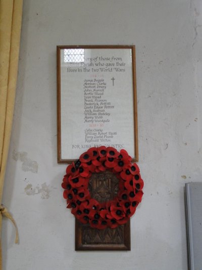 War Memorial Great Whelnetham Church #1