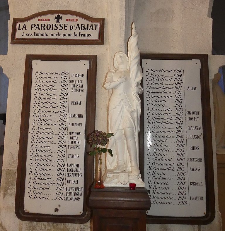 World War I Memorial Parish of Abjat #1