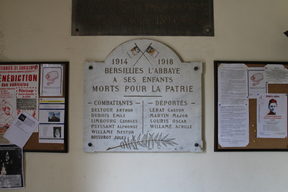 Commemorative Plate First World War Bersillies-lAbbaye