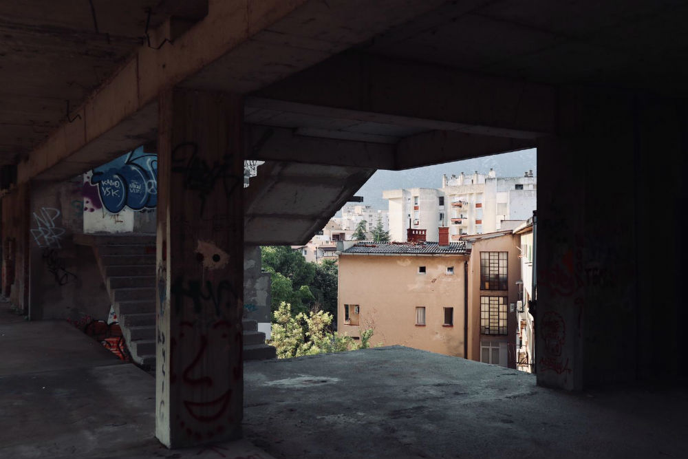 Destroyed Bank Office Sniper Tower Mostar #4