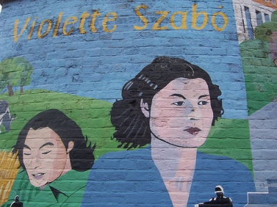 Muurschildering Violette Szabo #1