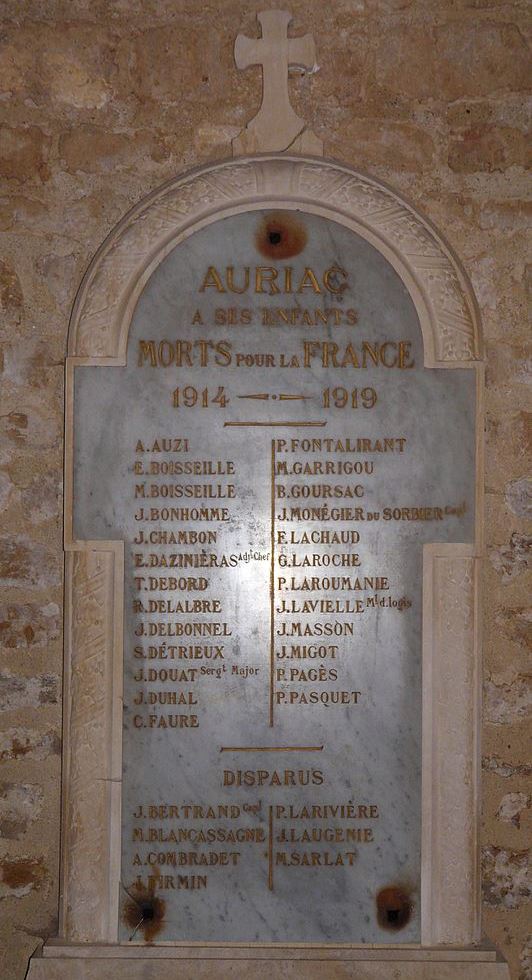 World War I Memorial Auriac-du-Périgord