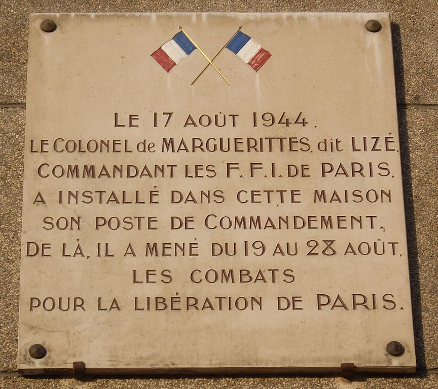 Plaque Command-Post Colonel de Marguerittes