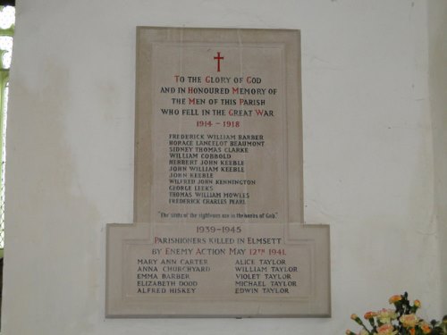 War Memorial St. Peter Church Elmsett