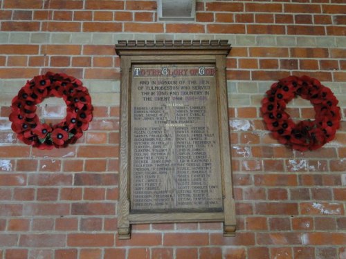 Roll of Honour Fulmodeston Church