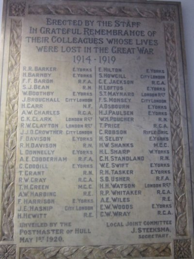 War Memorial Post Workers Kingston Upon Hull #1