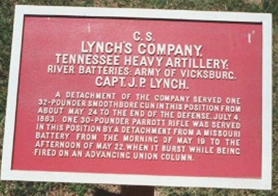 Position Marker Lynch's Company, Tennessee Heavy Artillery (Confederates) #1