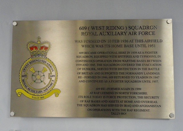 Gedenkteken 609 (West Riding) Squadron Royal Auxiliary Air Force #1