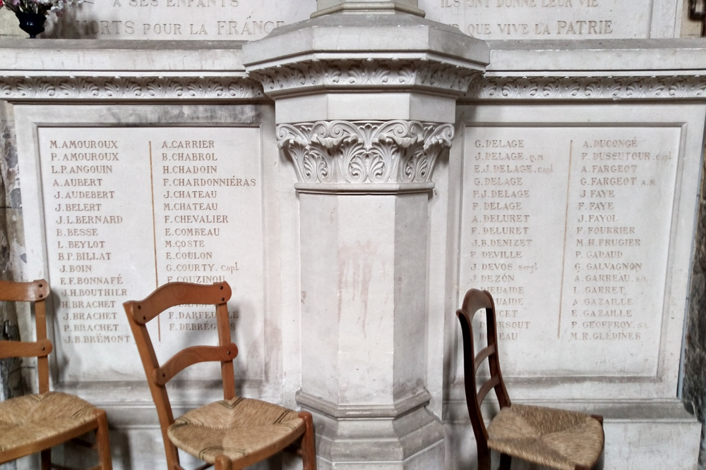 Memorials World War One Thiviers Church #2