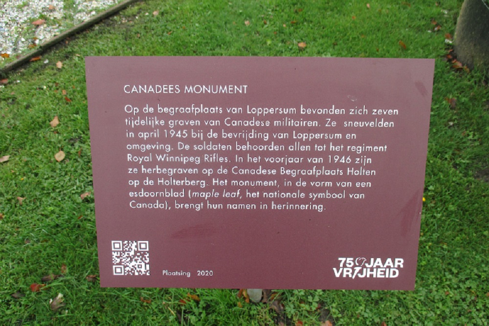 Canadian Monument Municipal Cemetery Loppersum #5