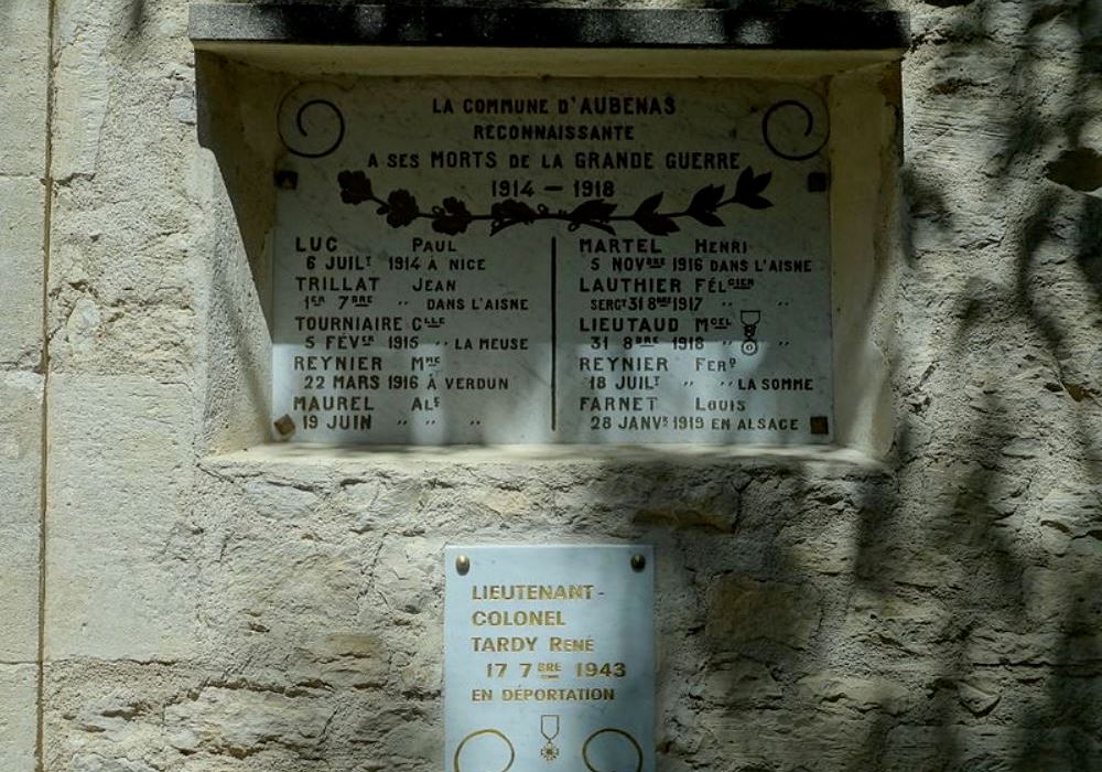 Oorlogsmonument Aubenas-les-Alpes