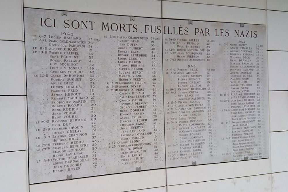 Memorial Executions Avenue de la Porte de Sèvres
