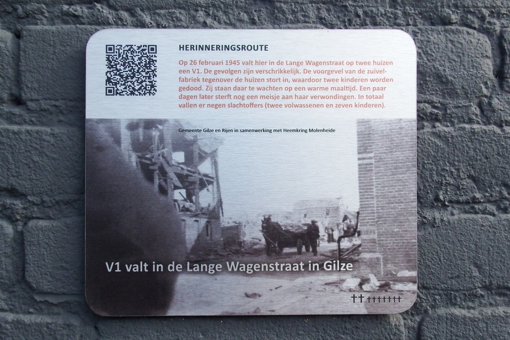 Herinneringsroute Tweede Wereldoorlog V1 in de Lange Wagenstraat in Gilze Gevallen