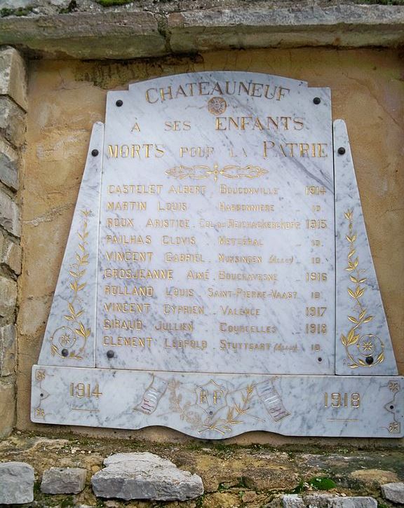 Monument Eerste Wereldoorlog Chteauneuf-de-Bordette