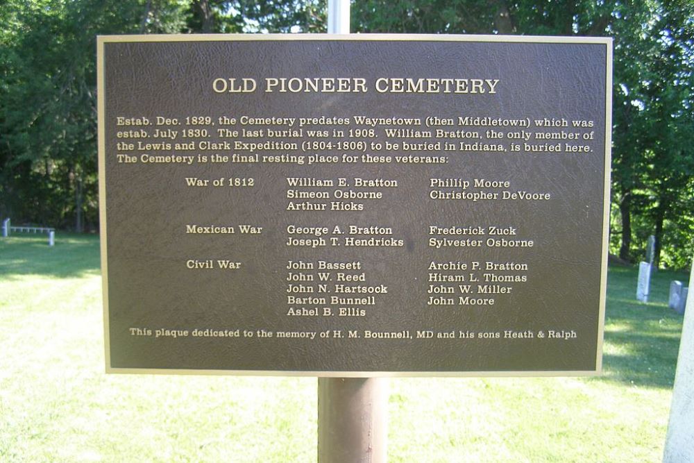 Graven Veteranen Waynetown Old Pioneer Cemetery #1
