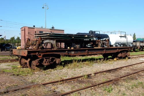 Amerikaanse Loc 4389 locomotief & goederenwagen type 'Warflat' #4