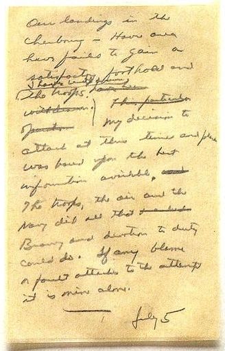 Verklaring Eisenhower bij mislukken D-Day (05-06-1944)